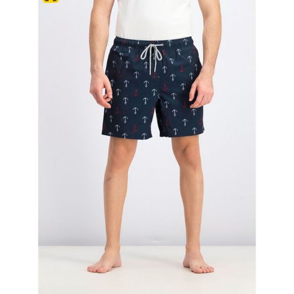 Men Ship Ahoy Swim Trunks, Mood Indigo - Picture 1 of 8
